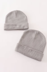 Grey ribbed basic knit beanie hat - Aaria Tees