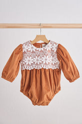 Carmel velvet lace girl bubble - Aaria Tees