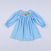 Blue nativity hand smocked dress - Aaria Tees