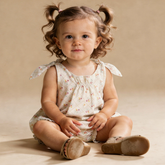 Organic Tie Shoulder Bubble Romper - Spring Weave - Aaria Tees