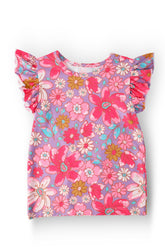 SALE Hawaiian Floral S/S Ruffle Tee - Aaria Tees