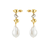 River Two Tone Pearl Earring - Aaria Tees