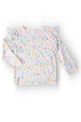 Hoppy Easter L/S Ruffle Tee - Aaria Tees