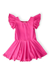Hot Pink S/S Twirl Leotard - Aaria Tees