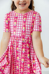 I Love You Tulip Much S/S Pocket Twirl Dress - Aaria Tees