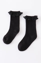 Black Knit lace girls socks - Aaria Tees