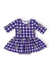 JMU Plaid Duke Dog 3/4 Sleeve Twirl Bodysuit - Aaria Tees