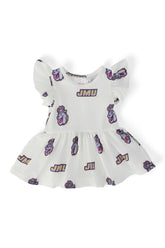 JMU White Duke Dog Flutter Twirl Bodysuit - Aaria Tees