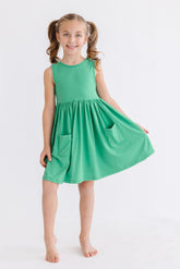 Kelly Green Tank Pocket Twirl Dress - Aaria Tees