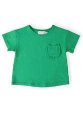 Kelly Green Ruffle Pocket Tee - Aaria Tees