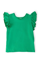 Kelly Green S/S Ruffle Tee - Aaria Tees