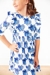 Lone Star 3/4 Sleeve Ruffle Twirl Dress - Aaria Tees