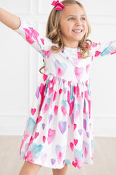 Light Hearted 3/4 Sleeve Pocket Twirl Dress - Aaria Tees
