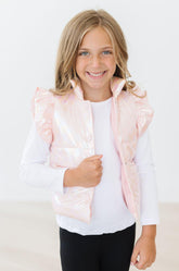 SALE Light Pink Checker Puffer Vest - Aaria Tees