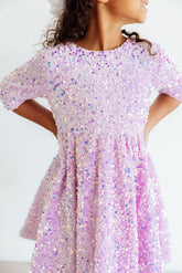 Lilac Velvet Sequin Dress - Aaria Tees