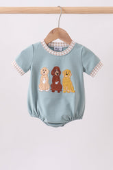 Blue gray Puppy embroidery bubble - Aaria Tees