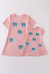 Teal slipper sequin mom&me dress - Aaria Tees