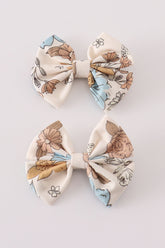 Floral print 2pc hair bow - Aaria Tees