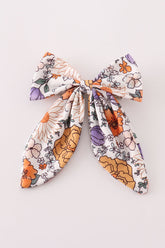 Coral floral print hair sailor bow - Aaria Tees