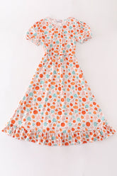 Orange pumpkin print mom dress - Aaria Tees