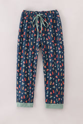 Navy nativity print mom pajamas pants - Aaria Tees