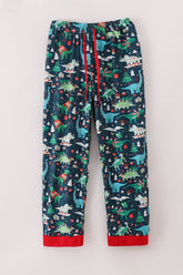 Green dinosaur print mom pajamas pants - Aaria Tees