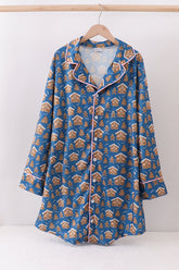 Navy gingerbread print mom gown - Aaria Tees
