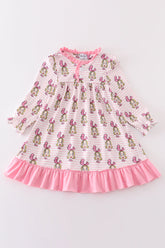 Pink stripe cindy lou who print girl dress - Aaria Tees