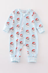 Blue Santa print Zipper girl romper - Aaria Tees
