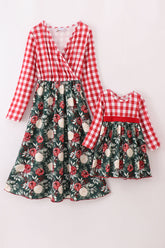 Red floral gingham mom&me dress - Aaria Tees