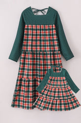Forest merry christmas plaid mom&me dress - Aaria Tees