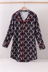 Navy deer print mom gown - Aaria Tees