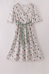 Sage bow tie mom dress - Aaria Tees