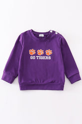 Puprle go tigers embroidery boy top - Aaria Tees
