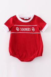 Red sooners embroidery boy bubble - Aaria Tees