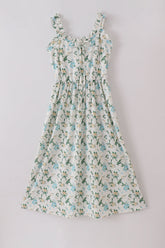 Green floral print mom dress - Aaria Tees