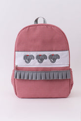 Red Alabama embroidery gingham ruffle backpack - Aaria Tees