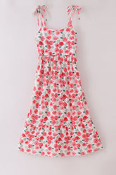 Pink floral print mom dress - Aaria Tees