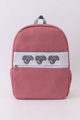 Red Alabama embroidery gingham backpack - Aaria Tees