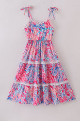 Tropical Sunset Waves mom tiered dress - Aaria Tees