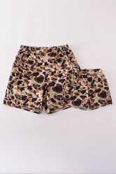 Brown camouflage print dad&me shorts - Aaria Tees