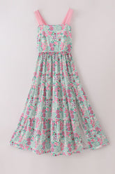 Green dream garden tiered mom dress - Aaria Tees