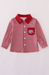 Alabama roll tide elephant embroidery button down shirt - Aaria Tees
