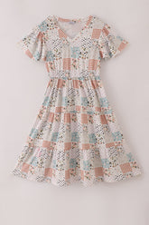 Fall floral print mom dress - Aaria Tees