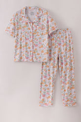 Pink pumpkin bamboo mom pajamas set - Aaria Tees