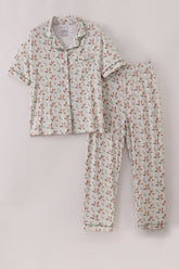 Green duck print bamboo mom pajamas set - Aaria Tees