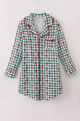 Green bow plaid mom gown - Aaria Tees