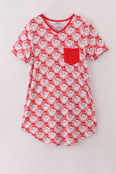 Red santa claus print bamboo mom gown - Aaria Tees