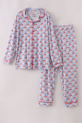 Blue santa claus bamboo dad pajamas set - Aaria Tees