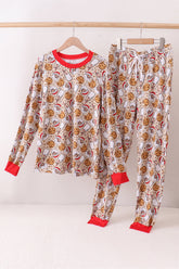 Santa milk biscuits bamboo mom pajamas set - Aaria Tees